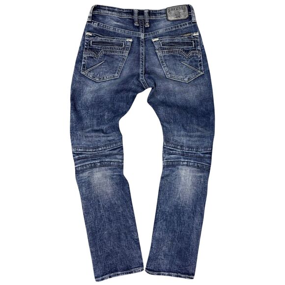 Buckle Salvage Jeans Men Havoc Straight Slim Fit Denim Moto 30R Biker Grunge Y2K - Picture 2 of 9